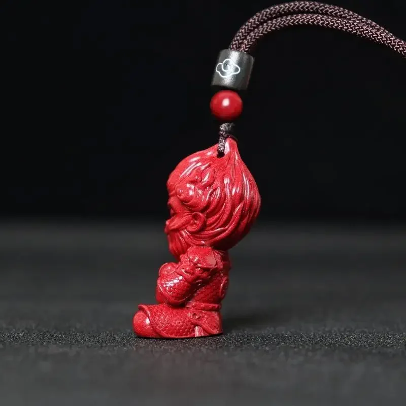 

Natural Cinnabar Monkey King Pendant High Containing Purple Gold Sand Fight Over Buddha Keychain Pendant Necklace Charms Jewelry