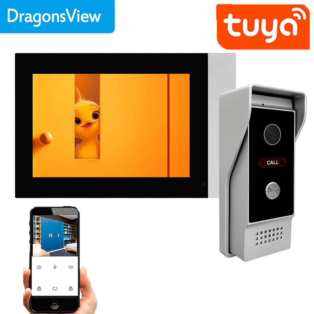 Dragonsview  Tuya 7 Inch Video Intercom Doorphone Touch Screen Monitor Wifi Wireless Wired Camera Outdoor Doorbell Record Motion