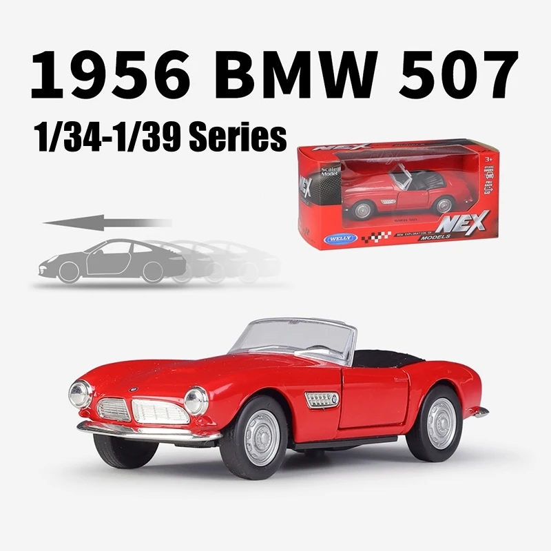 1/36 BMW 507 1956 Classical Toy Car For Children Welly Diecast Vehicle Miniature Pull Back Free Wheels Collection Gift For Boys