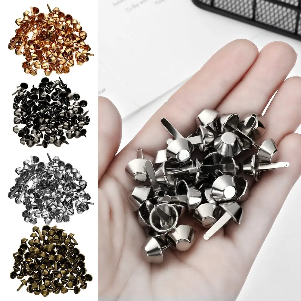 100pcs 12mm DIY Leather Crafts Purse Handbag Metal Feet Studs Retro Rivets Bag Accessories