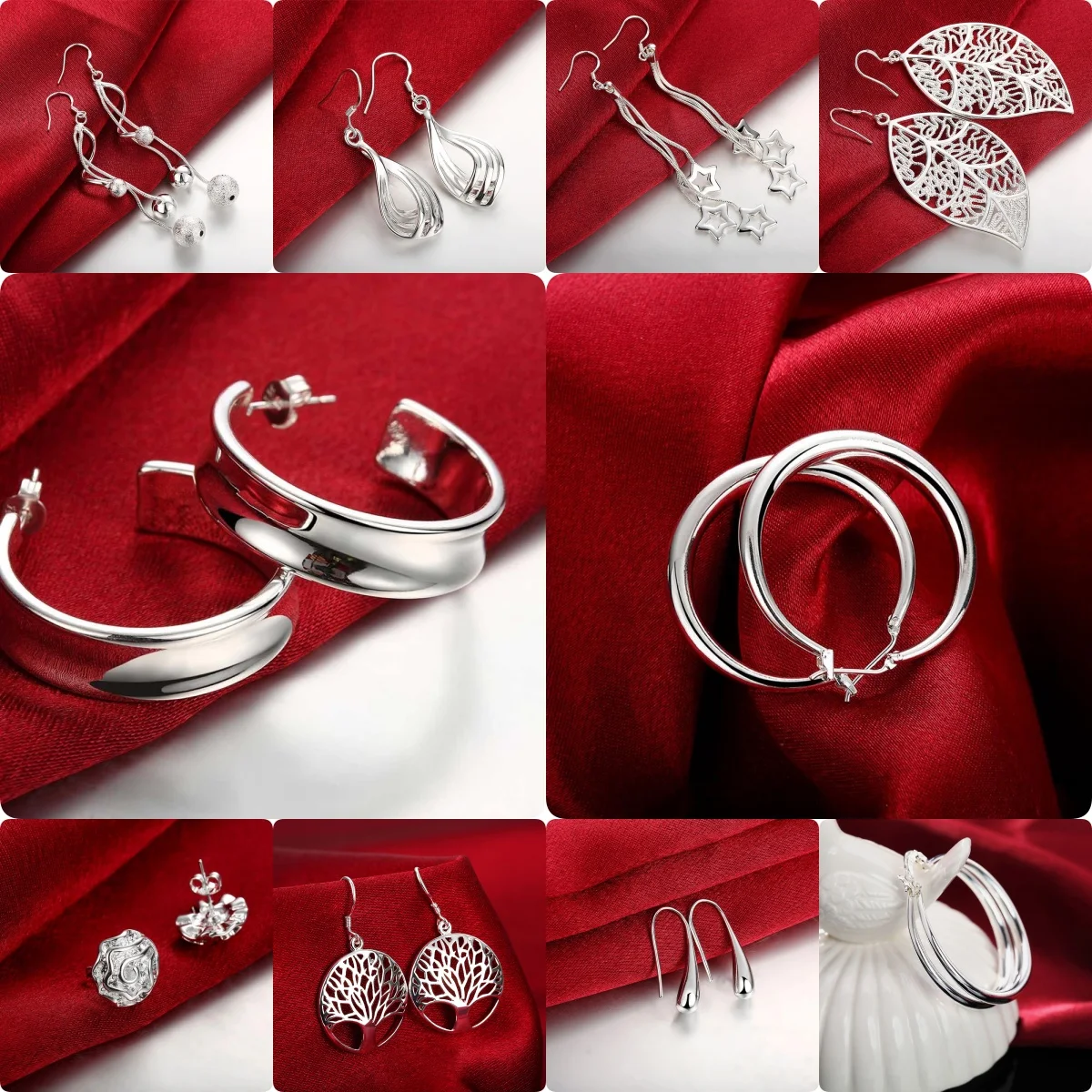 

New arrive 925 Sterling Silver Beautiful Round Circle Hoop Earrings For Woman Fashion Wedding Affordable Jewelry Holiday gifts