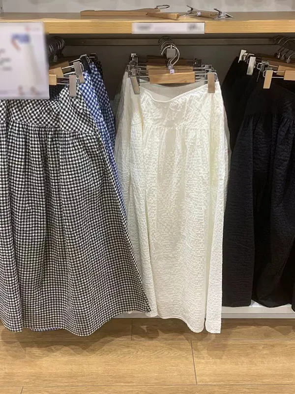 Falda informal de verano con hojas de burbujas, falda larga por debajo de la rodilla, cintura alta, mezcla de poliéster y a...