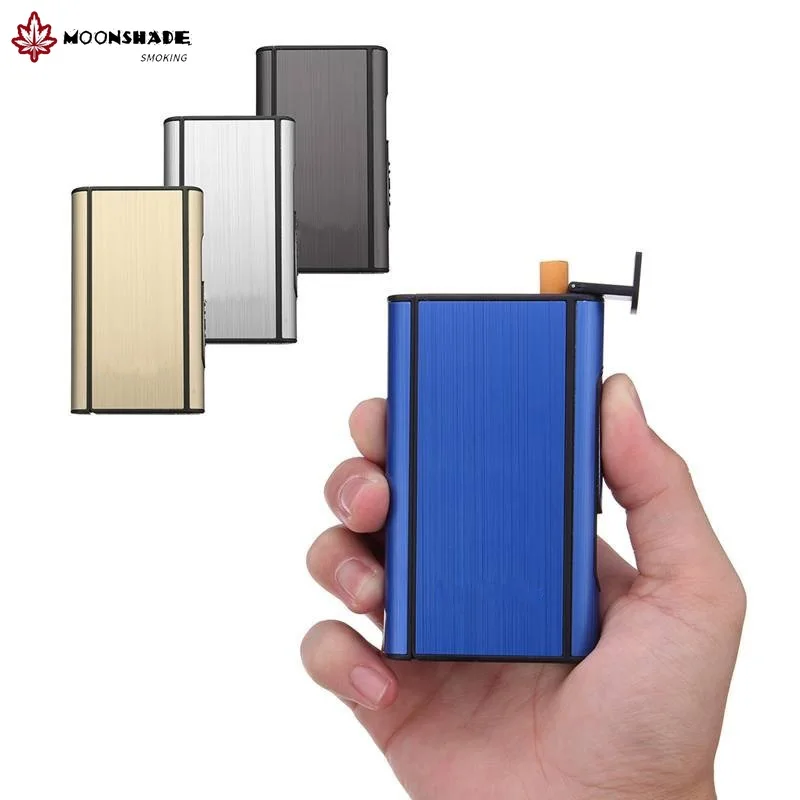 MOONSHADE Focus Brand Cigarette Case Aluminum 10 Sticks Automatic Cigarette Case Creative Men\'s Portable Cigarette Storage Box