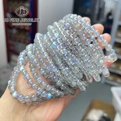 JD 5A Quality Genuine Natural Gray Moonstone Stone Beaded Bracelets Women Men Charm Round Gems Energy Healing Bangles Jewelry
