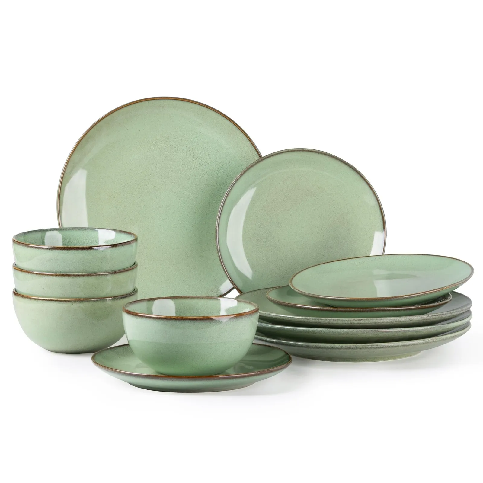 طقم أدوات مائدة سيراميك مكون من 12 قطعة طقم أواني طعام سيراميك تتضمن أطباق وأوعية أدوات مائدة حجرية أنيقة مثالية لـ #2