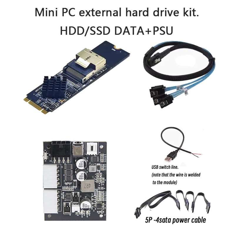 

Hard disk expansion add-in kit M.2 NVME PCI-E to SFF-8087 MINI-SAS 36Pin 4-port hard disk transfer card with power module