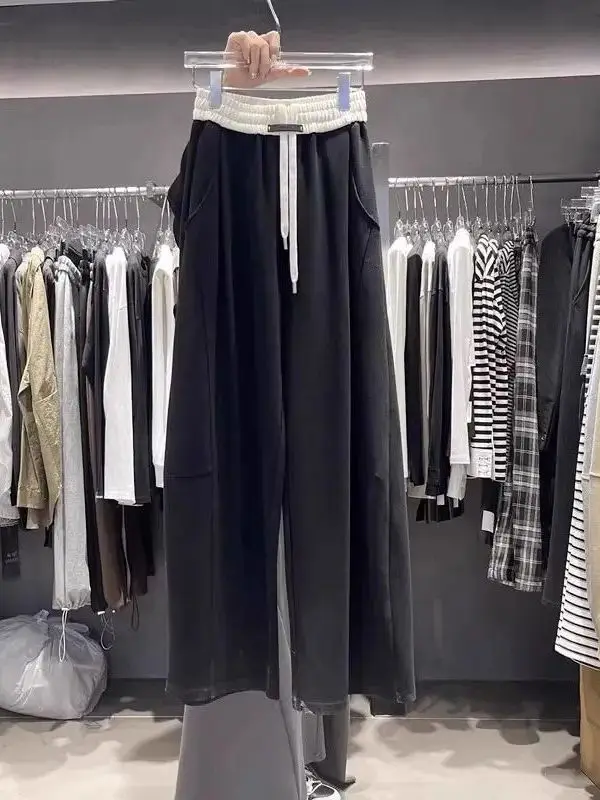 Extra grote grote maat broek met wijde pijpen Kleur Blo Dstring Casual broek voor grote maten Dames Hoge taille Polyestervezel