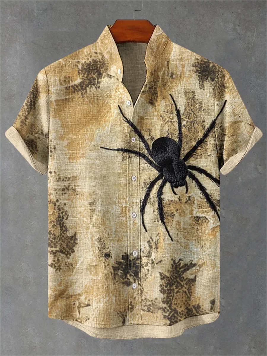 

Рубашка мужская повседневная с коротким рукавом из высококачественного и комфортного льна, с животным принтом, модная, для улицы и активного отдыха.