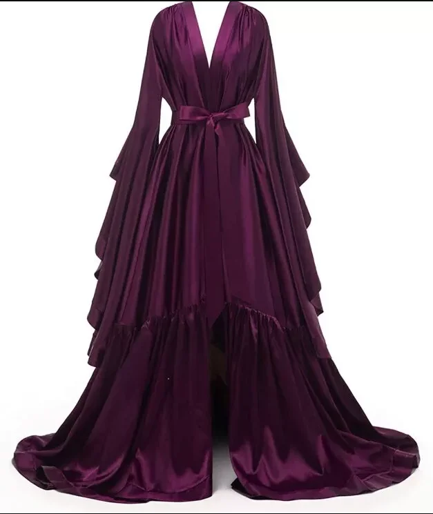 Bridal Robe Elastic Satin Bridesmaid Wedding Bachelorette Party Nightgown Bathrobe Robe Customized