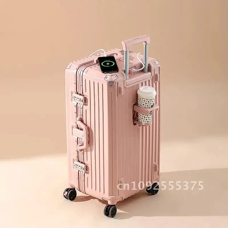 2024 New Durable Large Capacity Luggage Sets Suitcase USB Charging Men Carry-On Boarding Travel 24/26/28/30/34