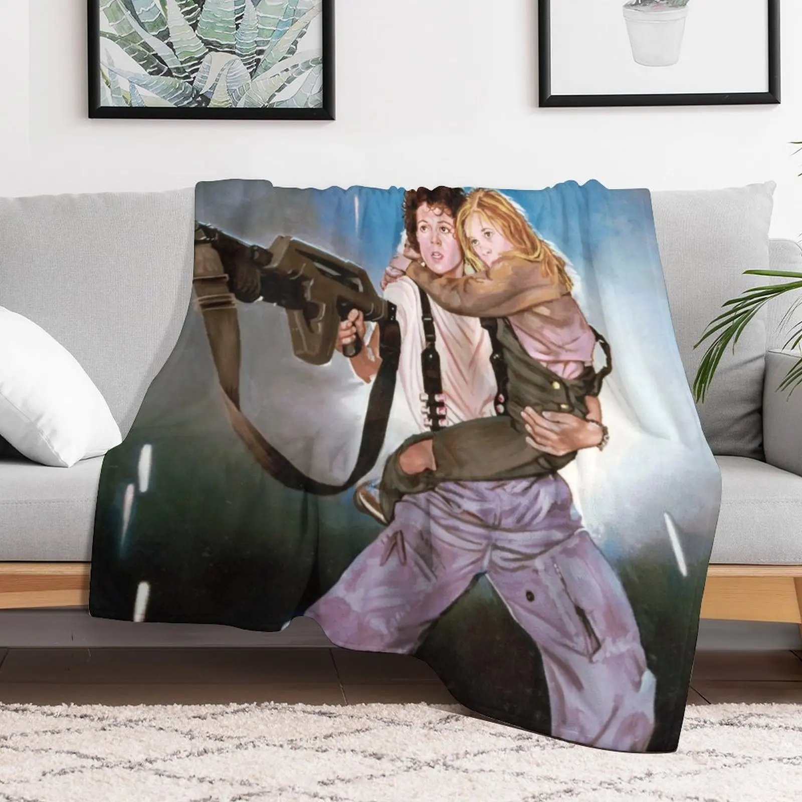 Aliens Ripley and Newt Throw Blanket Compact Warm Blanket for Car Road Trip