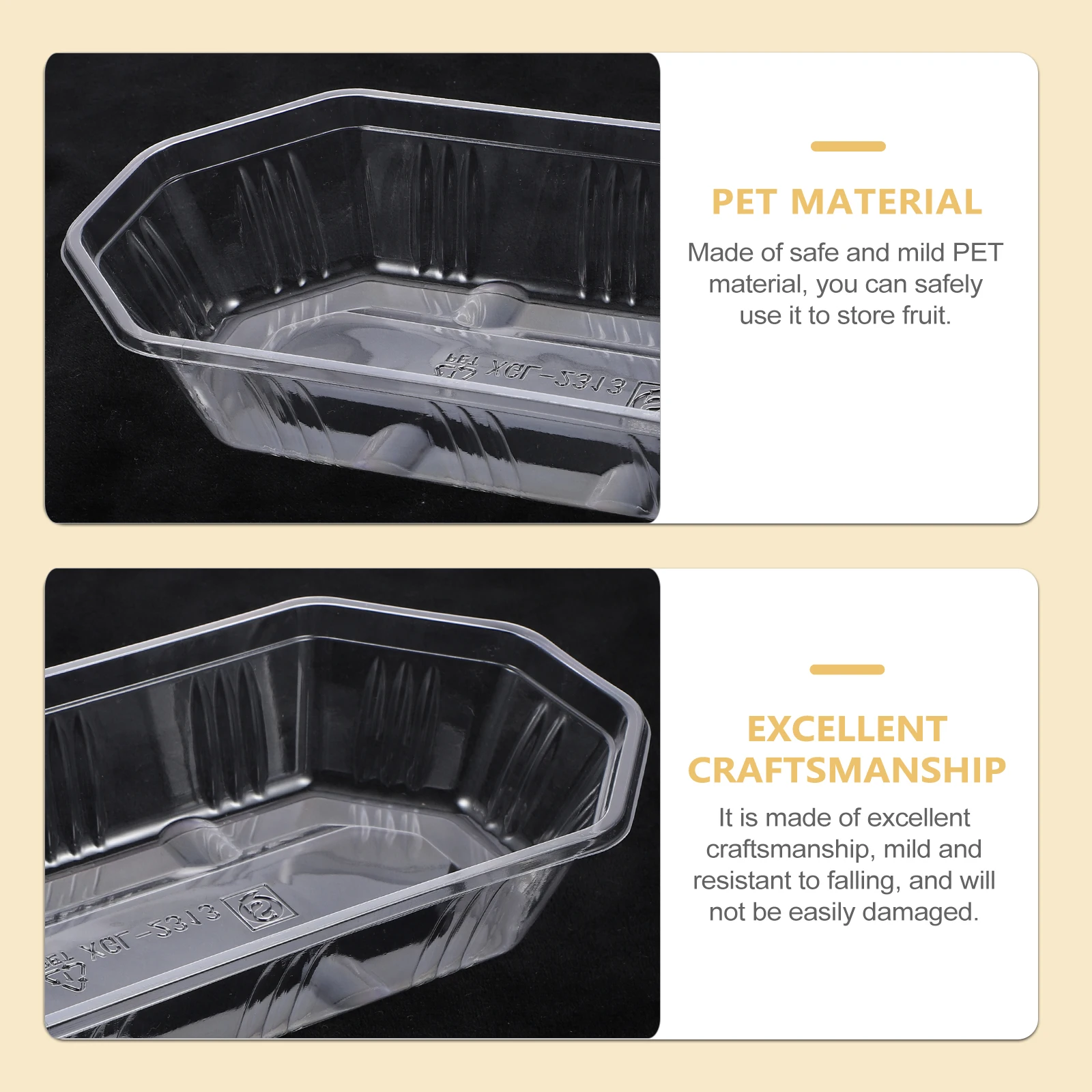 

100 Pcs Disposable Fruit Storage Tray PET Material Freshness Keeping Party Plastic Container Transparent Safe Hygienic Vegetable