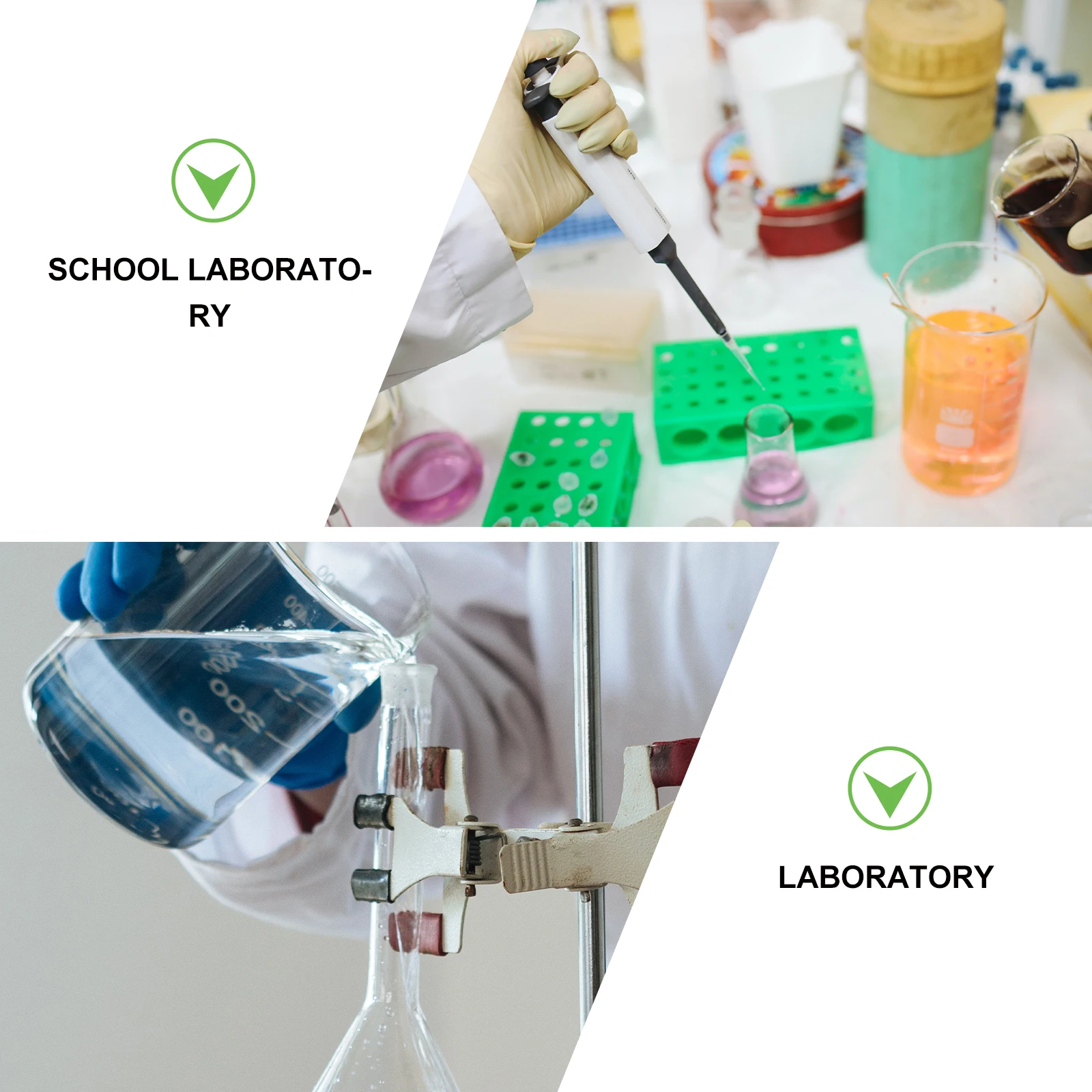 Experimentos científicos plásticos do funil do laboratório que separam funis líquidos da cozinha