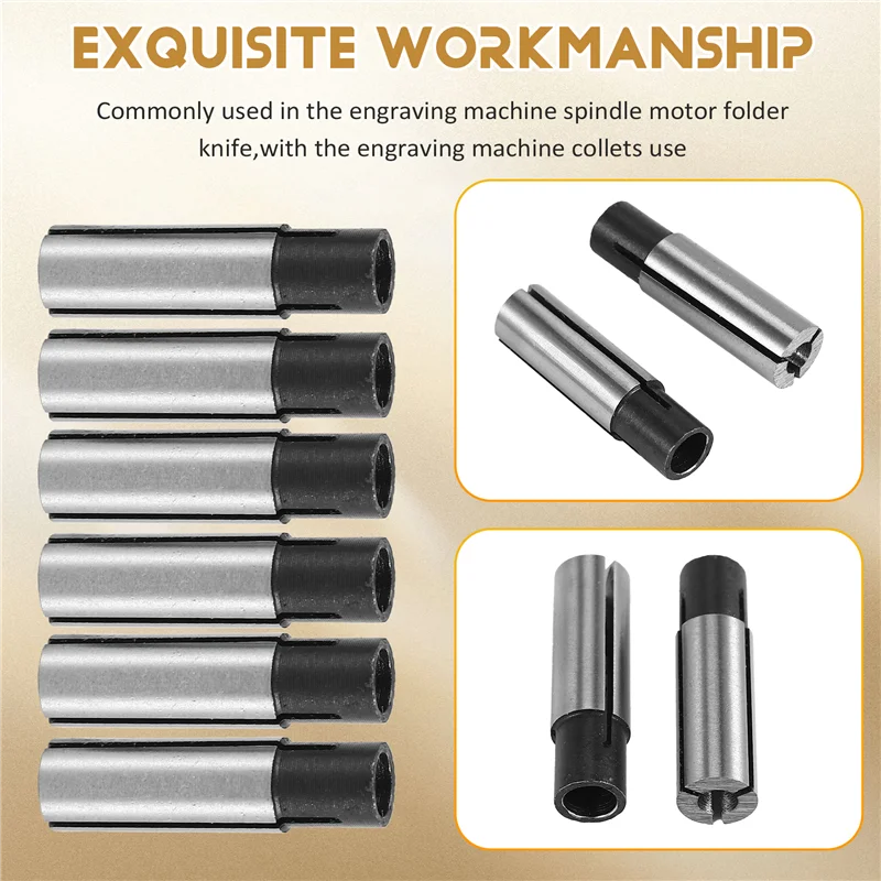 【NEW】6Pcs 1/4 Inch To 1/8 Inch Cnc Engraving Bit Router Adapter Convert For Engraving Machine Tool