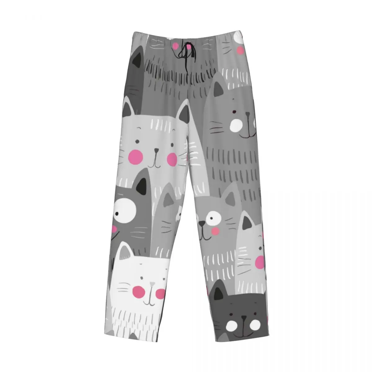 Pantalones de pijama para hombre, ropa de dormir con diseño de gatos bonitos