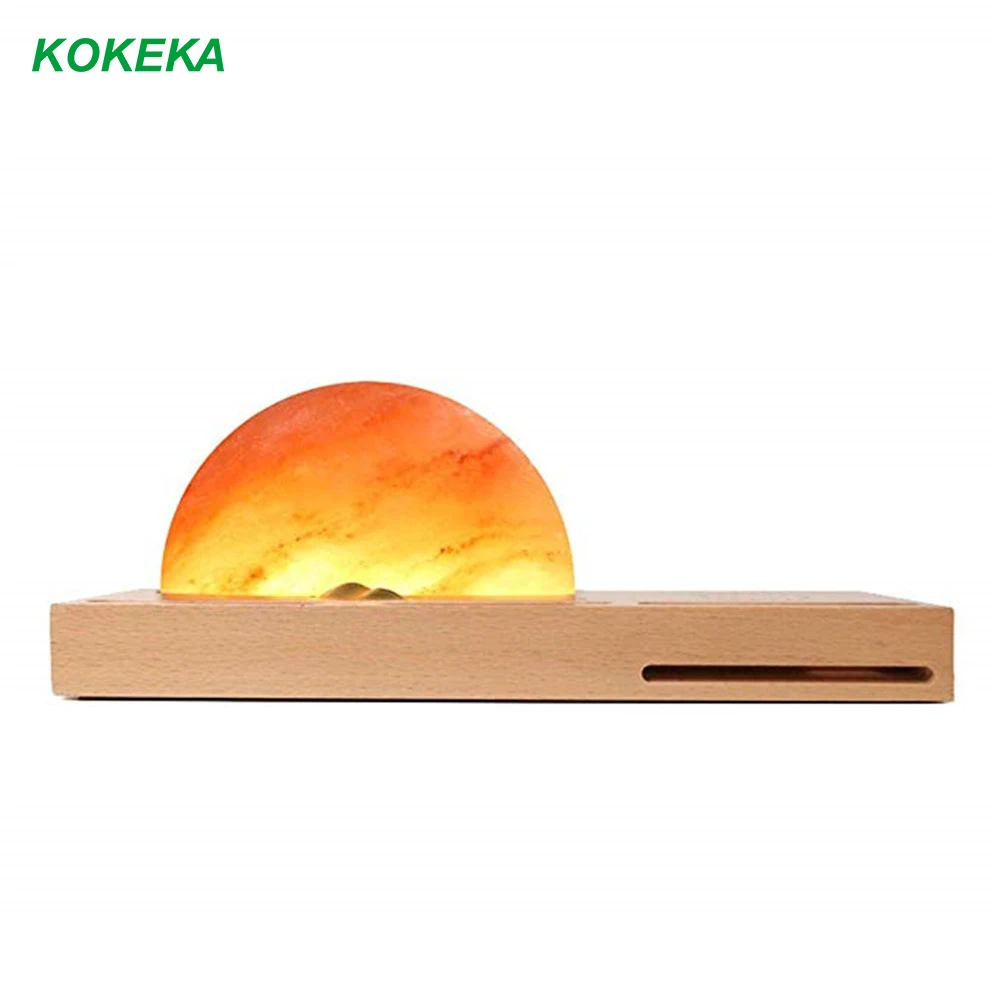 Night Lamp Salt Lamp with Himalayan Salt Wireless Charger  Dimmable Brightness Sound Amplifier Mobile Phone Holder Pen Holder