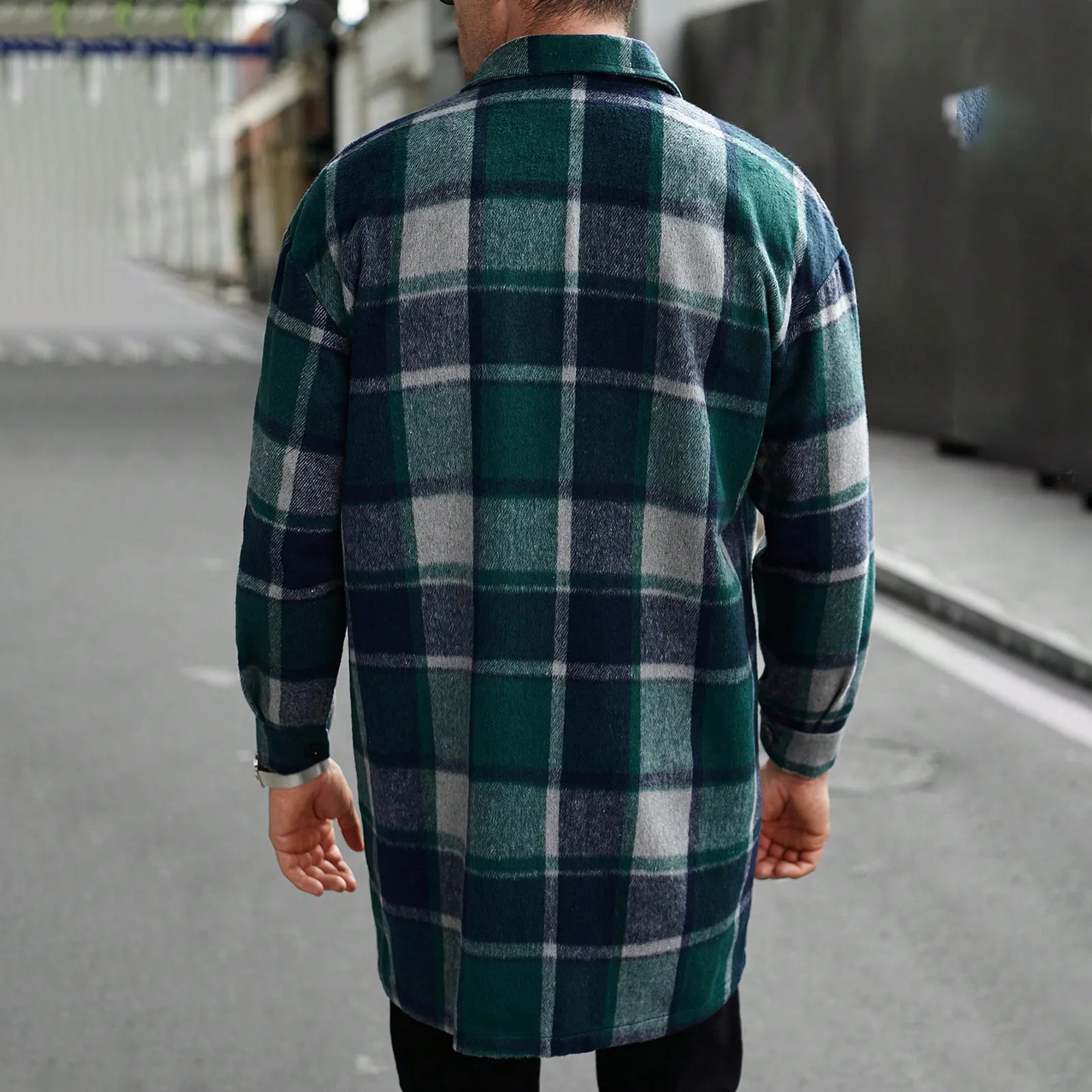 جيب مزدوج خندق معطف الرجال معطف طويل الرياضة عادية قميص طويل الأكمام زر طويل أسفل سترة عصرية متعددة الألوان