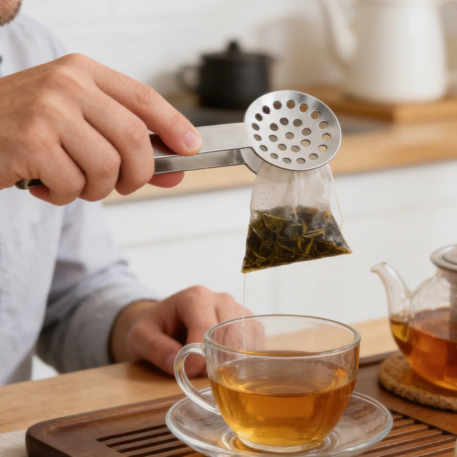 2Pcs Tea Bag Squeezer Stainless Steel Strainer Tool Ergonomic Handle Hot Tea Bag Press Kitchen Brewing Accessories for Home