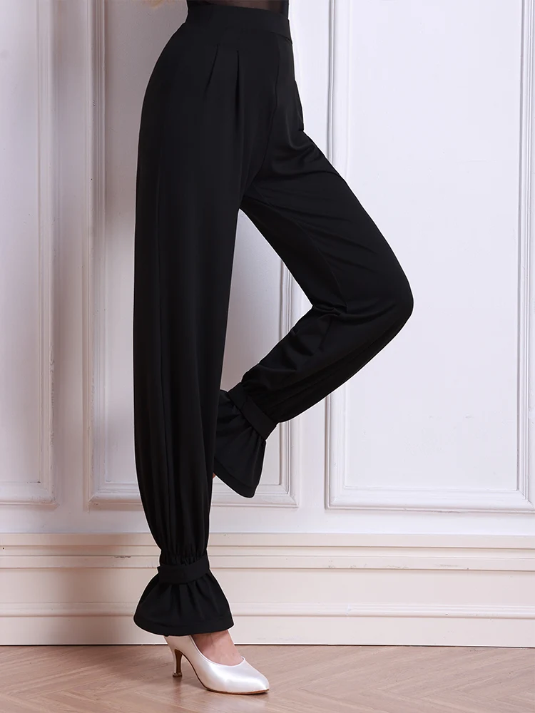 2025 冬社交ダンス服女性標準モダンダンス衣装長袖ダンストップ黒社交練習パンツ 3092