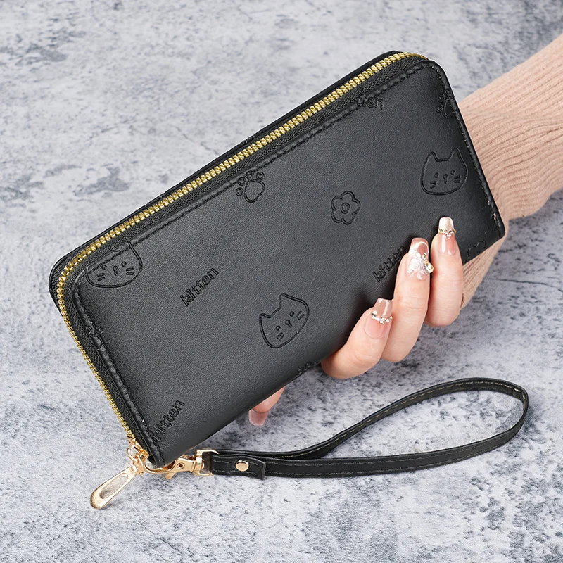 Korean version long wallet, women's fashion, simple zipper, zero wallet, large capacity, multiple card slots, card bag, women's