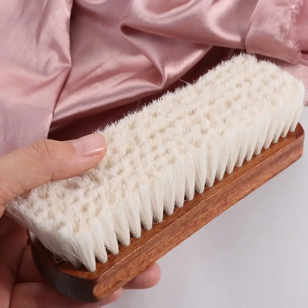 Soft Wool Shoe Brush Leather Care Wooden Handle Shoe Polish Brush Multifunctional Boot Cleaner Shoe Cleaning Brush