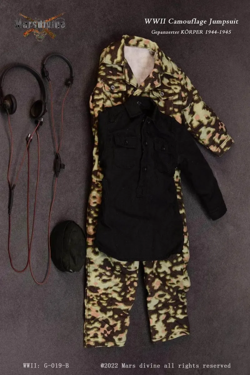 1/6 Marsdivine G-019A G-019B WWWII Military Series Camouflage Jumpsuit Dress Metal Headset Accessories For 12" Male Action