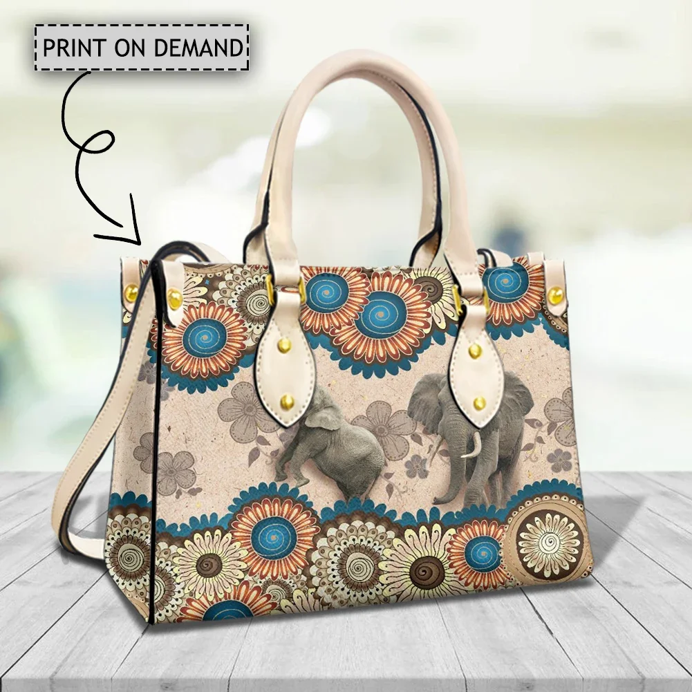 Mandala Elephant Women's Handbag High Quality Elegant Party Shoulder Bags Tribal Bohemian Printing Female Ladies Hand Strap Tote