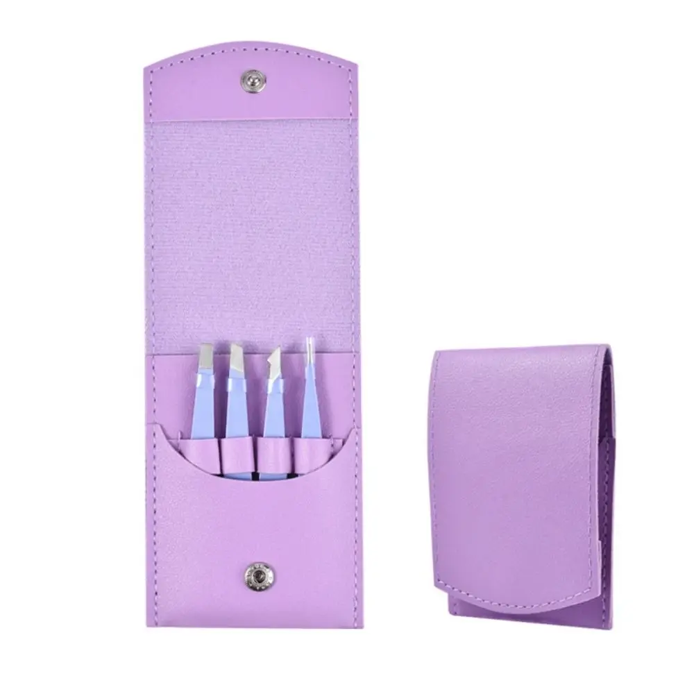 4 Pz/set Pinzette Per Sopracciglia In Acciaio Inox Set Punta A Punta Con Sacchetto di Immagazzinaggio Pinzette Per Barba Bocca Obliqua Pinzette Per Ciglia