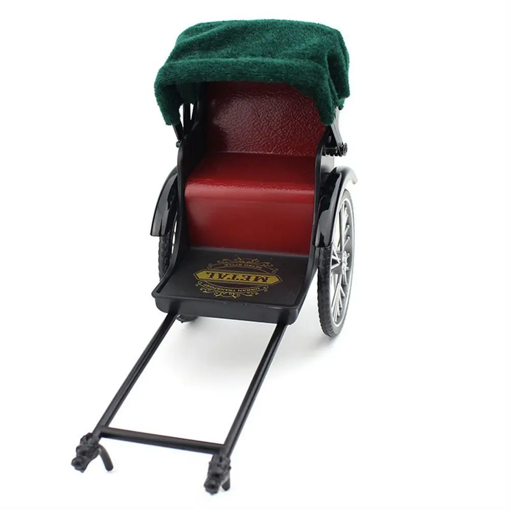 

Vintage Classic Tricycle Model Three Wheeled Metal Diecast Simulation Tricycle Handicraft 1:12 Bike Miniature Model