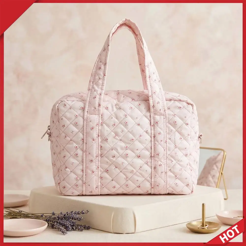 

Дорожная сумка-дафл для женщин, нейлоновая, с множеством карманов, регулируемым ремнем, стеганая, в стиле пуховика, сумка через плечо для путешествий