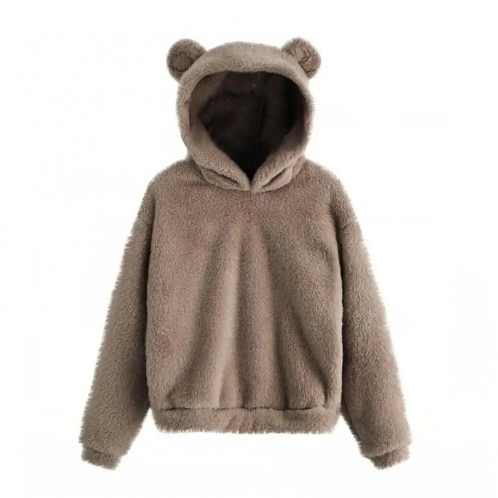 

Women Winter Sweatshirt Autumn Warm Long Sleeve Hoodie Hoodies Rabbit Ear Hood Plush Hoodies For Clothing