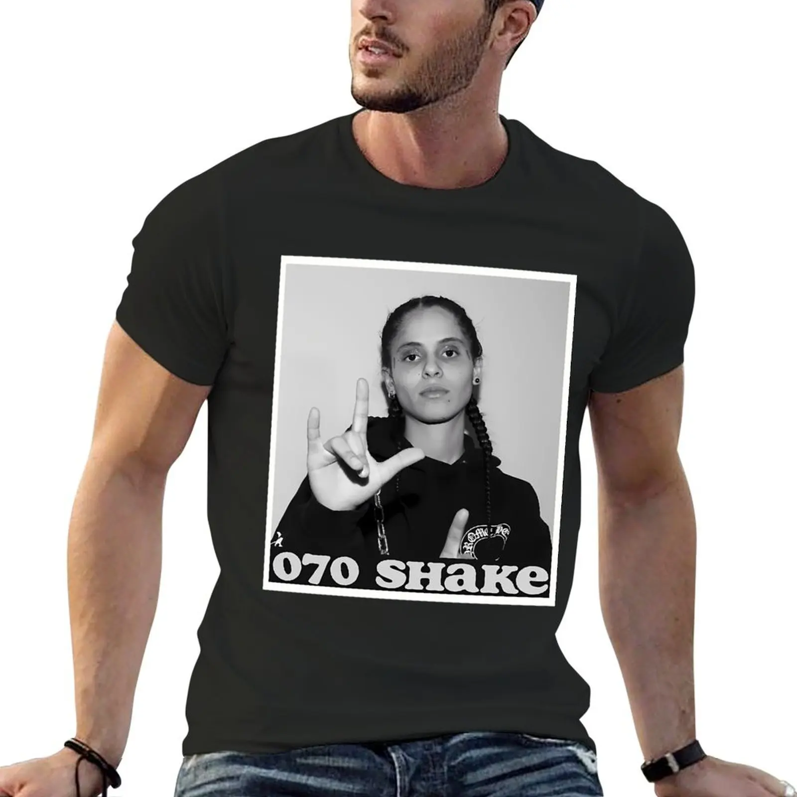 

070 SHAKE bw poster . \t T-Shirt boys animal print graphic t shirt vintage men workout shirt