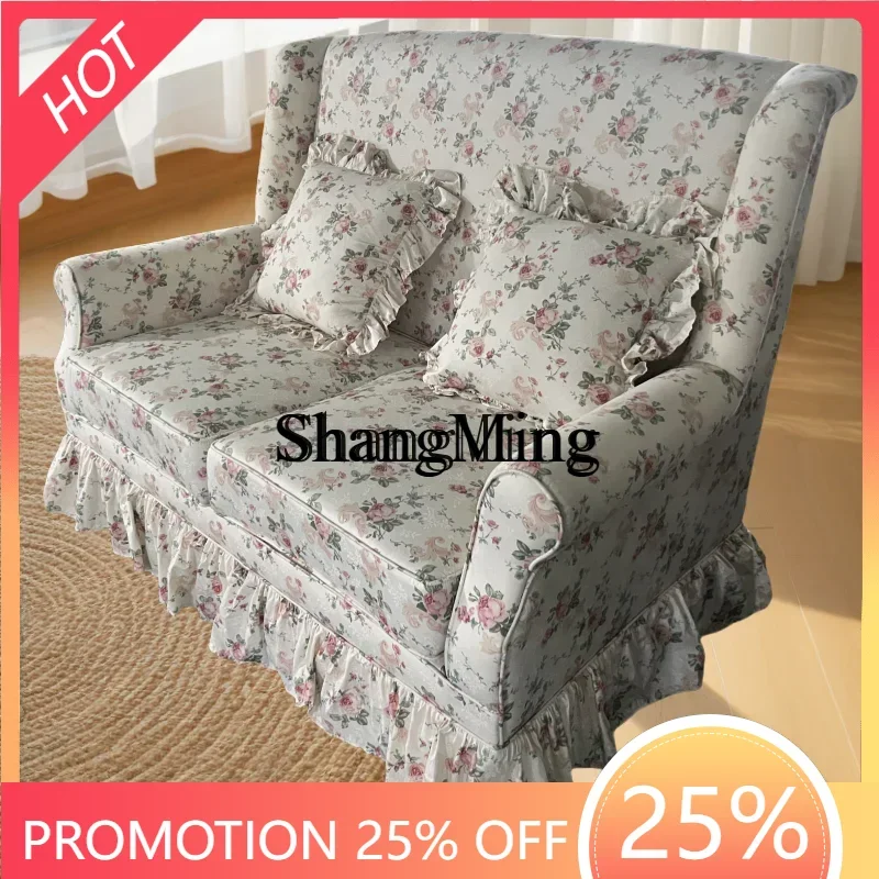

FG good-looking retro style backrest casual armchair living room balcony pastoral style floral single sofa chair