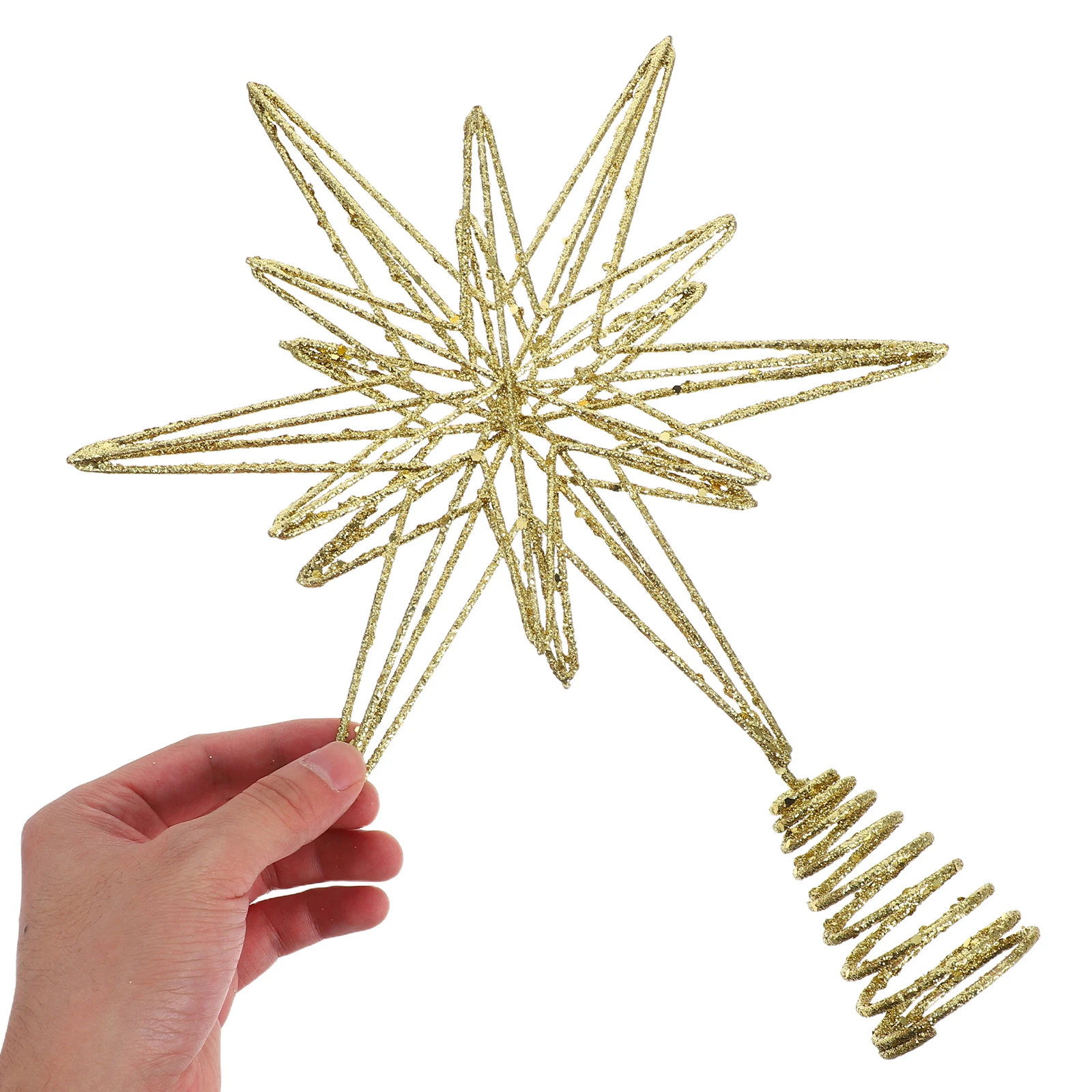 

12.6 Inch Iron Star Tree Topper Gold Metallic Finish Sparkle Christmas Decoration for Tree Top Holiday Party Home Mall Display