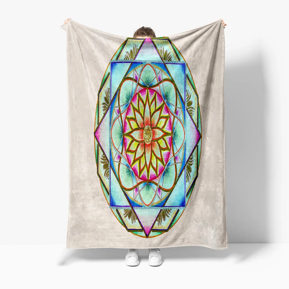 

Psychedelic Mandala Colorful Geometric Pattern Blanket Throw Decorative Bedspread Home Textile Gift