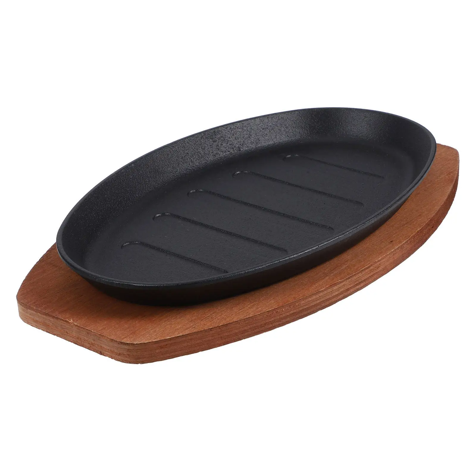 8-Inch Cast Iron Steak Plate for Indoor Grilling, BBQ, Teppanyaki, Fajitas – Non-Stick Grill Pan with Sear Marks