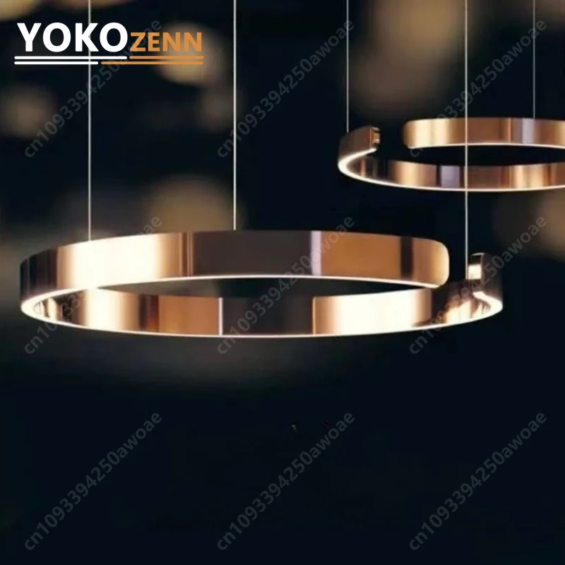 

Современный скандинавский светодиодный подвесной светильник-кольцо, минималистичная алюминиевая подвесная лампа для столовой, кухонного острова, гостиной, потолочный светильник