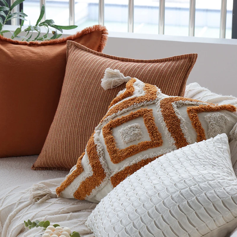 

Geometric Cushion Cover Tufted Free Match High Quality Ins Home Decor for Living Room Sofa Pillow Cover 45x45cm Versatile