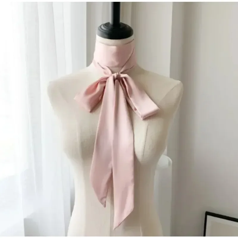 200*5cm Satin Silk Narrow Scarf Neckerchief Solid Neck Scarves Long Silk Thin Scarf Head Neck Hair Band Bag Ribbon Headbands DIY image 5