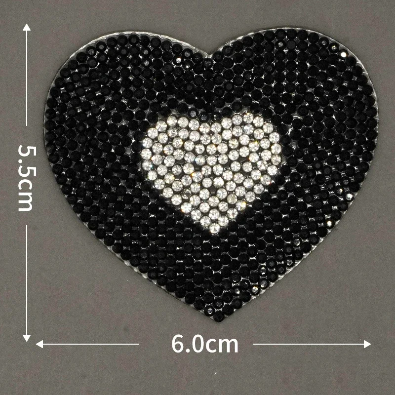 1pcs Rhinestones Heart Diamond Sequin Embroidery Patches For Iron On Transfer Diy Bag Clothes Appliques Badge Stripes Sticker