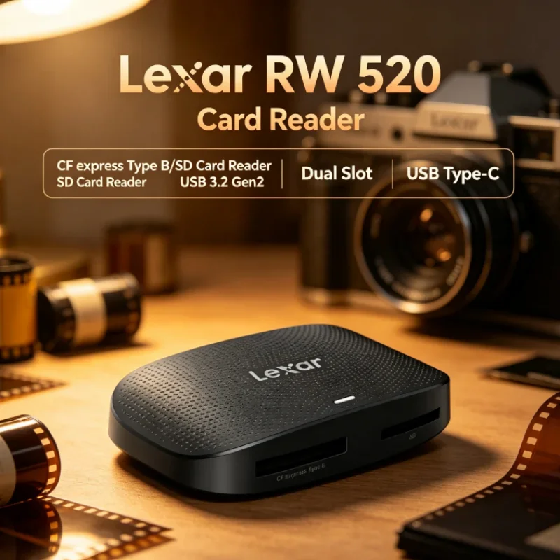 Lexar RW520 Memory Card Reader CFexpress Type B SD Card Reader USB 3.2 Gen 2 High Speed USB Type-C for Photo Transfer
