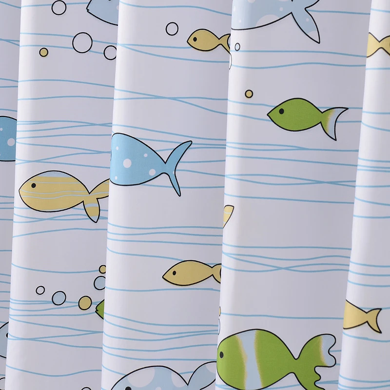 PEVA small fish shower curtain with hook waterproof and mildew-proof plastic shower curtain durable high-quality bathroom curtai