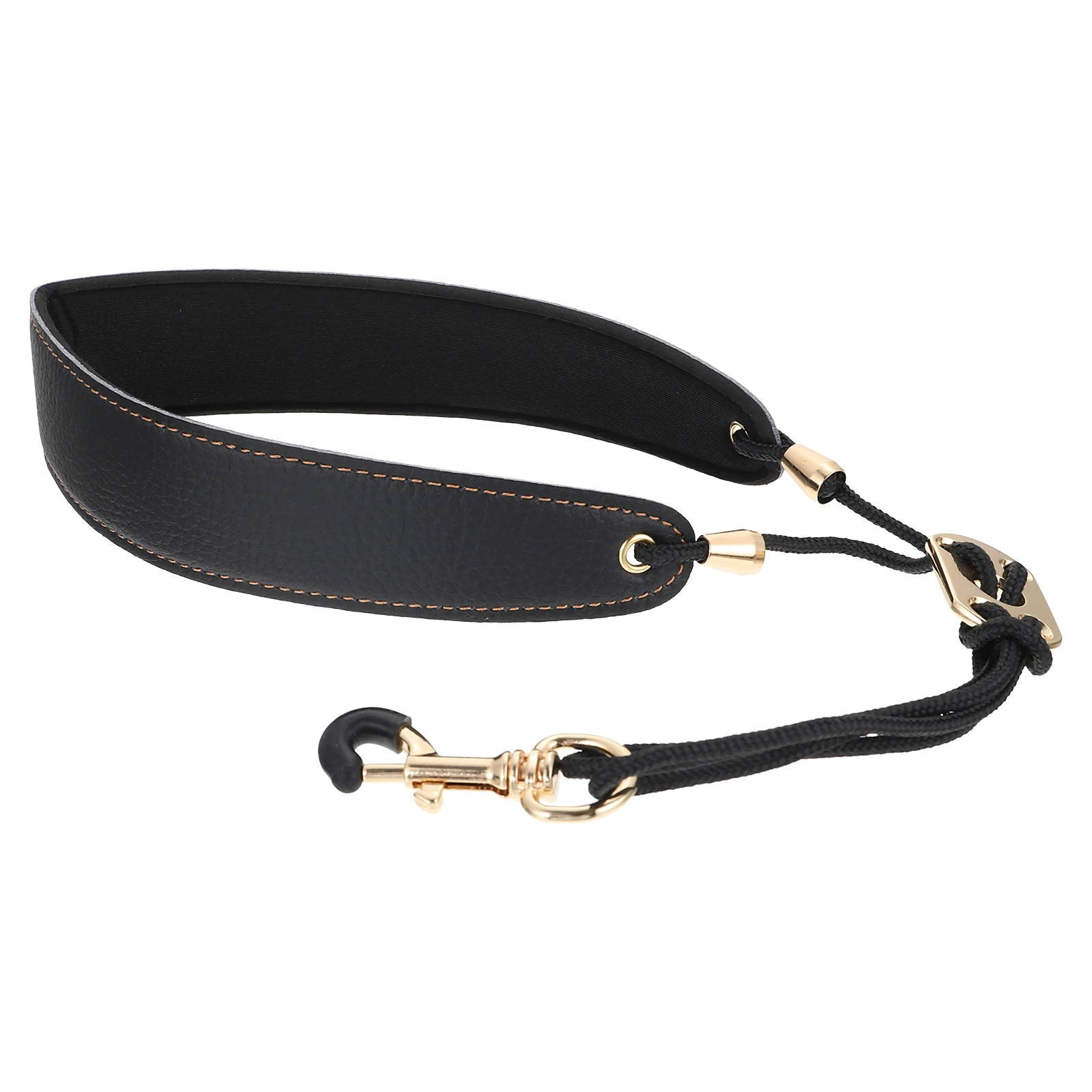 

Saxophone Neck Strap Wide Design PU Metal Parts Black Color Long Service Life Perfect Gift for Saxophone Players