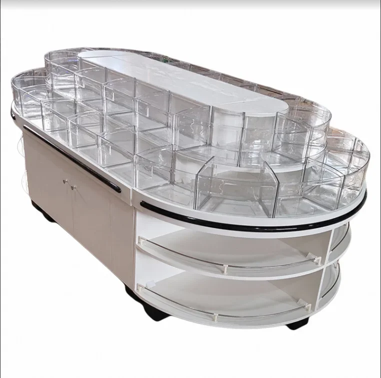 

Candy display cabinet Double-sided Zhongdao cabinet, supermarket snack shop fried goods candy dried fruit shelf