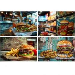 Retro fast food signs, metal retro iron plates, hamburger posters, kitchen cafes, restaurant decoration walls