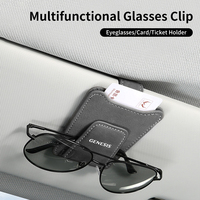 Car Sun Visor Glasses Clip Leather Sunglasses Card Holder For Hyundai Genesis Coupe Logo G70 G80 G90 GV60 GV70 GV80 EV BH