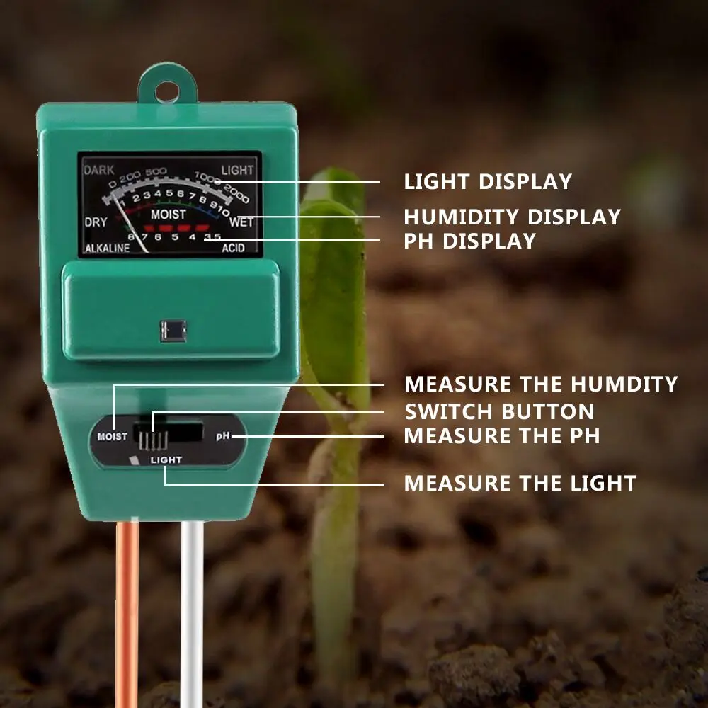 3 in 1 PH Tester Soil Water Moisture Light Analized Test Meter Detector Plant Flower PH Meters for Garden / Farm / Lawn