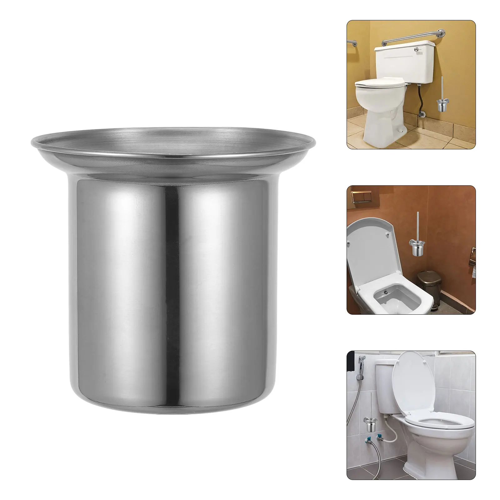 

1pcs Stainless Steel Toilet Brush Cup 304 Metal Bathroom Holder Scrubber Storage Household Cleaning Brush Container