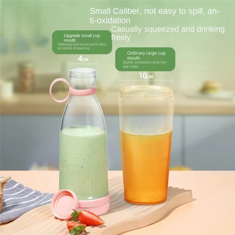 AD-MINI, mélangeur de Smoothie rose mélangeur de Smoothie pour la maison sans fil et Rechargeable, capacité de 380Ml