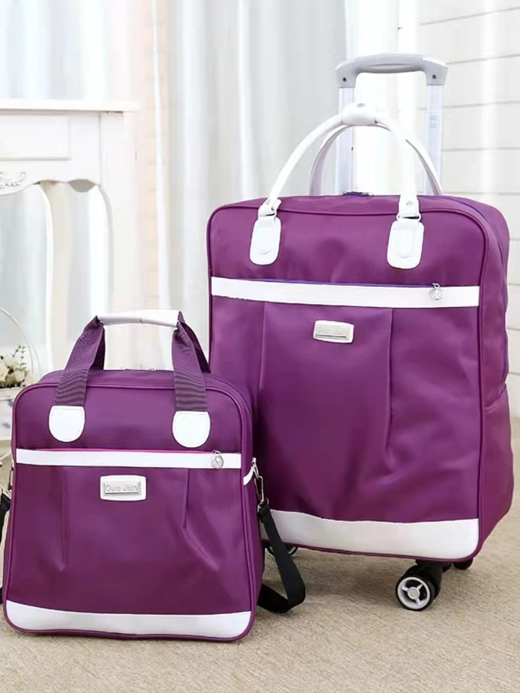 

Large Capaci Travel Bag Women's Lightweight Carry-On Bag with Universal Wheels Foldable Ox Cloth Travel Storage Bag